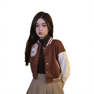 Women <b>Varsity</b> <b>Jacket</b> Private Label Fashionable Competitive Price Custom Label New Arrived Crop Top <b>Varsity</b> <b>Jackets</b> 2025 - Product Image 1