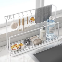 Organisateur de comptoir de cuisine en acier carbone robuste MIXWARES - Étagère de rangement pour évier antirouille pour éponge, brosse et savon à vaisselle