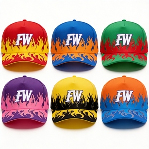 High Quality 5 Panel Snapback Hat Custom Logo Flame Embroidery Baseball Cap - Product Image 5