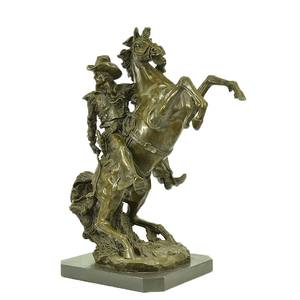 カスタムデザインの手彫り金属製馬の置物、鋳造ブロンズ真鍮製カウボーイと馬の像、家の装飾用彫刻 - Product Image 5