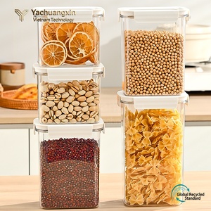 Clear Square Plastic Storage Container with White Lid Classic Design All Seasons Vietnam for Food Storage <b>Camping</b> Use - Product Image 4