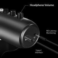 Microphone à condensateur professionnel Jmary Mcpw8 USB Plug & Play XLR pour divertissement à domicile, style métallique, en promotion