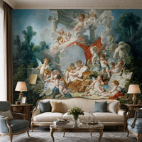 Peinture murale 3D personnalisée de chérubin ange, art classique vintage, toile huilée, papier peint pour la décoration de salon et de chambre de luxe