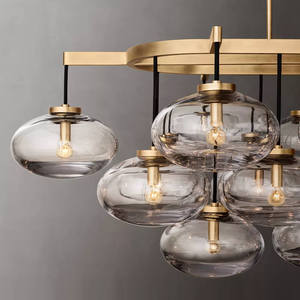 Lustre rectangulaire industriel pour salle à manger de 72 pouces, cadre en fer, verre ovale transparent, lustre linéaire, lustres modernes de luxe de grande taille - Product Image 4