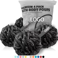 Éponge de Douche Personnalisée avec Logo, Éponge de Bain, Loofahs, Boule de Loofah, Loofah Exfoliant en Charbon de Bambou Naturel pour Femmes et Hommes