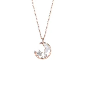 精品珠宝925纯银项链鱼尾立方氧化锆迷人美丽925纯银项链