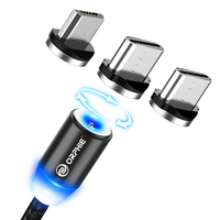 Haute qualité 1M 2M 3 en 1 LED câble de charge rapide en nylon pour iPhone pour Samsung chargeur câble USB Type C Micro câble