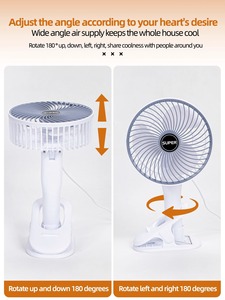 Ventilateur électrique sans fil portable USB à 3 vitesses, ventilateur de circulation à pince pour le camping, le bureau, avec base détachable - Product Image 5