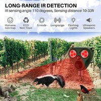 Saijzek Répulsif à ultrasons pour animaux d'extérieur Dissuasion pour chats à piles pour chiens Oiseaux Mouffettes Lapin Écureuils Répulsif pour cerfs