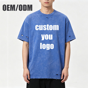 เสื้อยืดคุณภาพสูง 300 แกรม ผ้าฝ้าย 100% แบบเรียบ สั่งทำได้ พิมพ์โลโก้ เสื้อยืดแขนสั้นลำลองสำหรับผู้ชาย ขายส่งเสื้อยืดผู้ชาย - Product Image 1