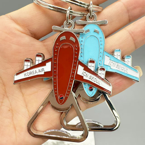 Llavero de <span class=keywords><strong>metal</strong></span> personalizado con esmalte duro azul, forma de avión, abridor de botellas, recuerdo turístico. - Product Image 6