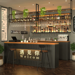 Phong cách công nghiệp sáng tạo đồ sắt <span class=keywords><strong>Container</strong></span> góc quầy bar cổ điển tiền mặt đăng ký truy cập cửa hàng phía trước cửa hàng tiện lợi Thanh - Product Image 5