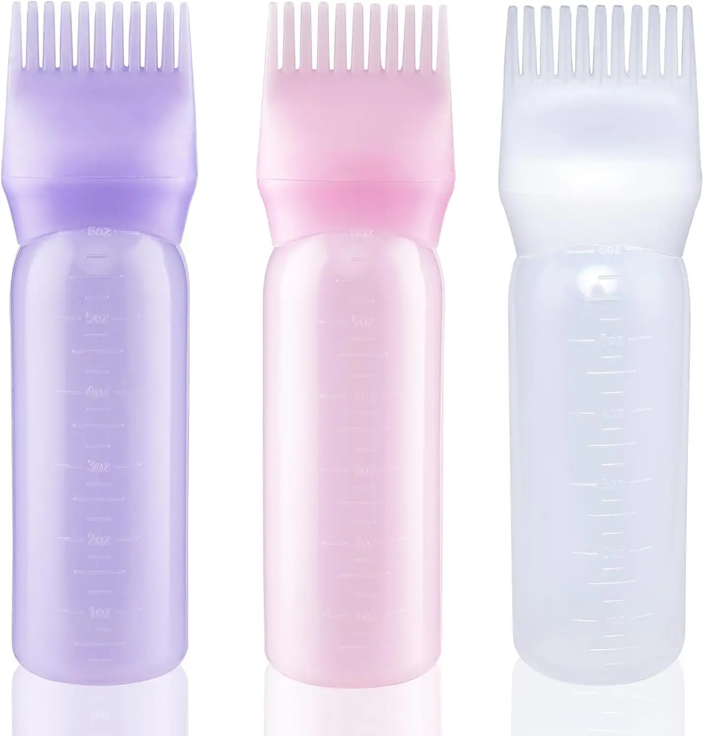 पेशेवर कस्टम 3 रंग हेयर डाई बोतल कंघी के साथ पर्यावरण के अनुकूल प्लास्टिक सैलून नाई तेल एप्लीकेटर कंघी के साथ बालों के लिए