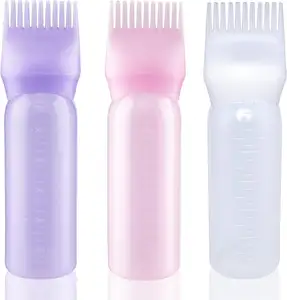 Professionele Custom 3 Kleuren Haarverf Fles Met Kam Eco Vriendelijke Plastic Salon Kapper Olie Applicator Voor Haar Met Kam