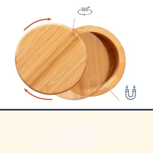 Contenitore per Sale in Bambù con Coperchio Magnetico Girevole, Scatola per <span class=keywords><strong>Spezie</strong></span> da Cucina - Product Image 4