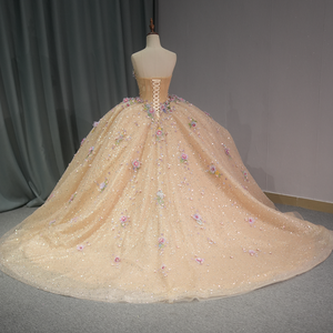 Jancember 1239 Exclusivo Strapless Pearls 3D Flower Quinceanera Vestidos de fiesta - Product Image 5