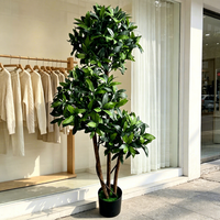 Articles décoratifs en gros : Arbres artificiels à 3 têtes, fausses plantes de laurier bonsaï pour événements, mariages, Noël, Nouvel An, Diwali
