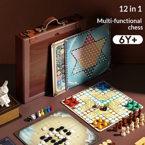 Juego de ajedrez de madera multifuncional 12 en 1, juguete educativo de rompecabezas para niños, entretenimiento familiar, regalo navideño para niños - Product Image 2