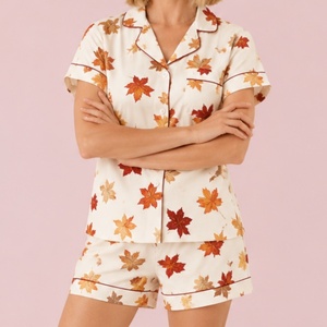 Pigiama Estivo da <span class=keywords><strong>Donna</strong></span> a Maniche Corte, Abbigliamento da Notte e Loungewear, Design all'Ingrosso, Camicia da Notte Stampata, Lingerie Sexy e Costumi - Product Image 2