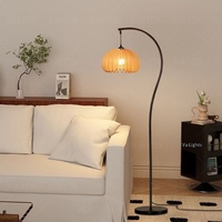 Lampe sur pied LED vintage en fer et bois, design citrouille, pour salon, chambre à coucher, chevet, lampe d'ambiance