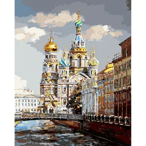 ROYAL DREAM Russische Burg Landschaft Leinwand Ölgemälde DIY Farbe nach Nummer Kit für Wohnkultur