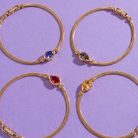 Brazalete de Cristal Colorido en Forma de Lágrima SongYi para Mujer, Cadena de Serpiente en Tono Dorado, Brazalete de Moda