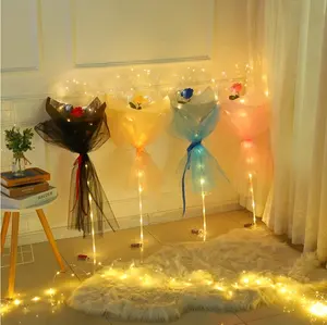 Beliebteste transparente Ballonst änder LED-Luftballons Dekor Bobo Ballon Stick Stand mit Rose für Hochzeit Weihnachten