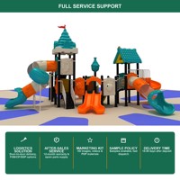 Équipement de terrain de jeu extérieur commercial de haute qualité : structure en acier pour enfants avec toboggan en spirale, pont ondulé, escalier d'escalade, OEM