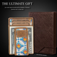 Porte-cartes vintage en cuir véritable avec pince à billets magnétique, blocage RFID personnalisé, porte-cartes d'identité et de crédit pour hommes