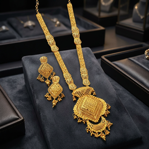 Wholesale Brass 14K 18K 24K Micron Gold Long Fashion Necklaces Traditional Design Necklaces Micron Gold Forming Long Jewelry Set - Product Image 4
