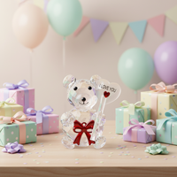 Ours en verre artisanal « Je t'aime » – Cadeau de Saint-Valentin fabriqué en Chine
