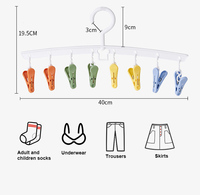 Séchoir à linge portable en plastique à 8 pinces, couleurs arc-en-ciel, pour chaussettes, sous-vêtements, pantalons, jupes