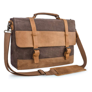 Sac de week-end pour ordinateur portable en cuir véritable avec fermeture éclair, décontracté, pour usage quotidien, portable - Product Image 4