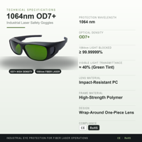 Lunettes de sécurité laser 1064nm OD7+ haute protection pour machine de soudage laser à fibre, qualité industrielle