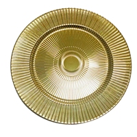 Vente en gros 13 plaques de présentation jetables de luxe en PP conception moderne ronde de rayonnement d'or pour la décoration de mariage et de restaurant