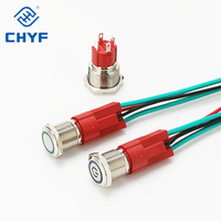 Interrupteur à bouton-poussoir métallique 12mm 16mm 19mm 22mm à tête plate, éclairé par LED, momentané ou à enclenchement, étanche, 10A 20A 12V marche/arrêt