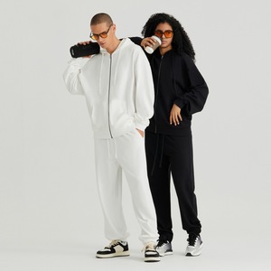 CUSTOM 330g Pure Cotton Terry Drop Shoulder Heart Pattern Sweatshirt Pullover Hoodie <b>Cardigan</b> Cross-border Loose Autumn ODM - Product Image 1