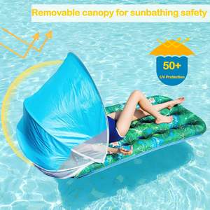 Flotador Inflable de PVC para Piscina con Toldo Extraíble, Tumbona Acuática de 18 Orificios con Protección UV para Adultos - Product Image 3
