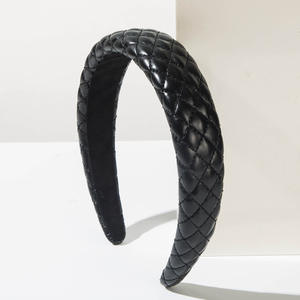 Serre-tête large en similicuir PU pour femme, couleur unie, accessoire de mode automne-hiver pour mariage et fête - Product Image 4