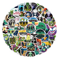 Vente en gros 60 pièces Aliens Graffiti Autocollants décoratifs Corps étanche pour voiture Bagages Scooter Notebook