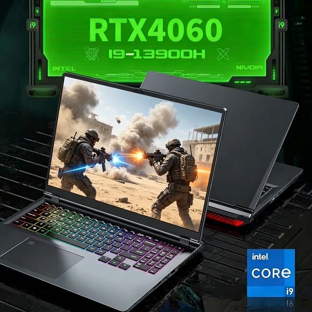 16Inch Portable Gaming Laptop Intel Core I9-13900HK 12 Cores DDR4 64GB RAM 4TB SSD RTX 4060 8GB Graphics Windows 11 RGB Backlit