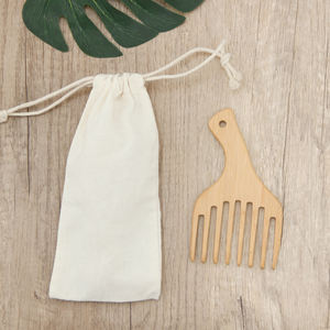 Peigne <span class=keywords><strong>afro</strong></span> à dents larges en bambou naturel avec étiquette personnalisée, peigne en bois professionnel à manche incurvé pour les soins capillaires des hommes, utilisation à domicile - Product Image 3