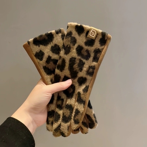 Guantes con estampado <span class=keywords><strong>de</strong></span> leopardo a la moda, guantes cálidos para ciclismo al aire libre en otoño e invierno, guantes gruesos con separación <span class=keywords><strong>de</strong></span> dedos - Product Image 6