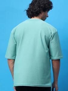 Camiseta de ajuste relajado de cuello redondo liso para hombre, camiseta de gran tamaño hecha a mano, producto a granel personalizado - Product Image 2