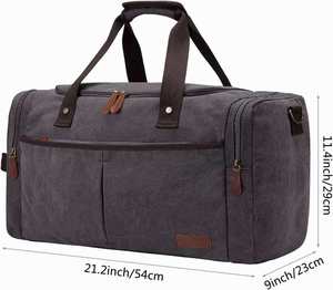 Sac de voyage en toile de coton 45L, sac de week-end avec compartiment à chaussures pour hommes - Product Image 2