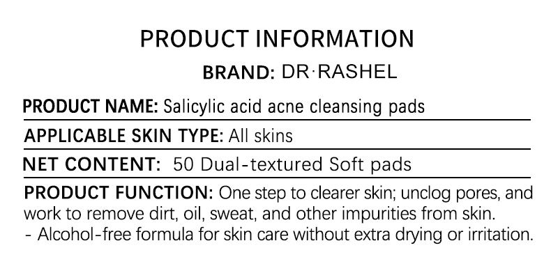 DR RASHEL Salicylic Acid Acne Cleansing Pads Facial Mask Acne Treatment Cotton Pads