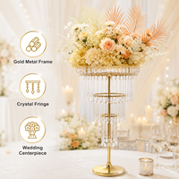 Support floral en métal doré élégant et personnalisé pour centre de table de mariage de luxe, idéal pour la décoration de mariage