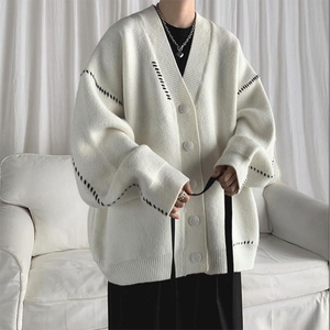 Custom OEM Long Sleeve Knit Jacquard <strong>Cardigan</strong> Sweaters V Neck <strong>Men</strong> Knitted Sweater <strong>Men</strong> <strong>Cardigans</strong> - Product Image 3