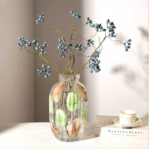 Большая роскошная скандинавская ваза ручной работы из стекла с розово-сине-фиолетовым принтом в горошек и полоску, декоративное украшение для стола в прибрежном стиле - Product Image 5