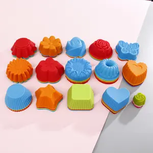 Antiadherente Fácil de limpiar Reutilizable Pastelería Muffin Moldes Silicona Cupcake Liners Tazas para hornear